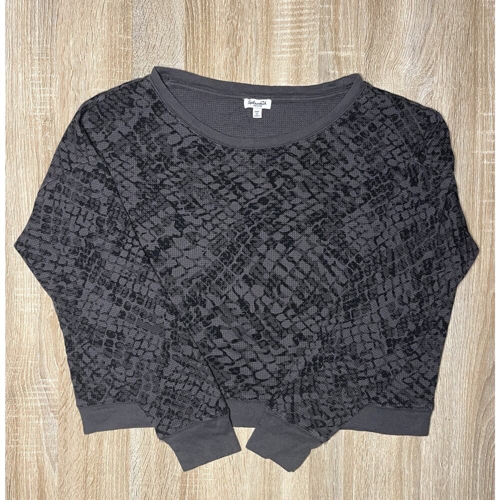 Splendid Black Charcoal Snake-Print Long Sleeve Tee